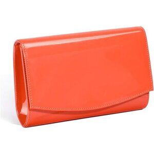 Women Vegan Leather Fashion Clutch Orange